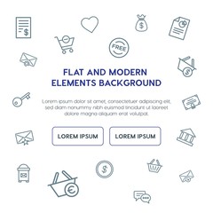 business, email, shopping outline vector icons and elements background concept on white background.Multipurpose use on websites, presentations, brochures and more