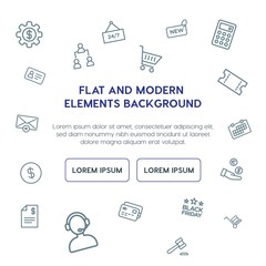 business, email, shopping outline vector icons and elements background concept on white background.Multipurpose use on websites, presentations, brochures and more