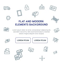 business, email, shopping outline vector icons and elements background concept on white background.Multipurpose use on websites, presentations, brochures and more
