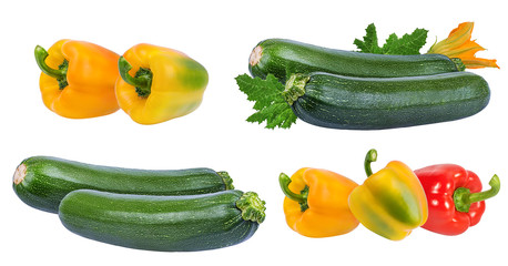 Fresh vegetables isolated on white background with clipping path