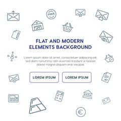 business, email, shopping outline vector icons and elements background concept on white background.Multipurpose use on websites, presentations, brochures and more