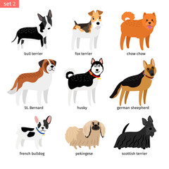 Cartoon dogs icons set