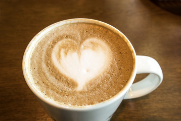 Top view latte art coffee