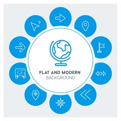 location, arrows, cursors Infographic Circle outline Icons Set. Contains such Icons as  business,  website,  elements,  background,  pattern,  banner,  slider and more. Fully Editable. Pixel Perfect