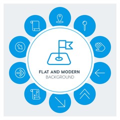location, arrows, cursors Infographic Circle outline Icons Set. Contains such Icons as  business,  website,  elements,  background,  pattern,  banner,  slider and more. Fully Editable. Pixel Perfect