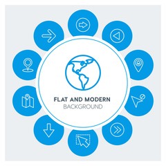 location, arrows, cursors Infographic Circle outline Icons Set. Contains such Icons as  business,  website,  elements,  background,  pattern,  banner,  slider and more. Fully Editable. Pixel Perfect