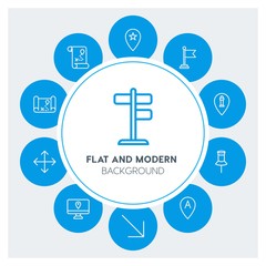 location, arrows, cursors Infographic Circle outline Icons Set. Contains such Icons as  business,  website,  elements,  background,  pattern,  banner,  slider and more. Fully Editable. Pixel Perfect