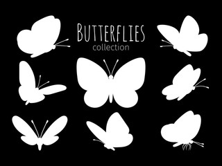 White butterfly silhouettes
