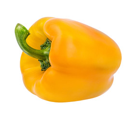 Fresh sweet yellow pepper bell isolated on white background with clipping path