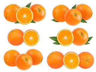 Juicy oranges isolated on white background with clipping path