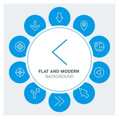 location, arrows, cursors Infographic Circle outline Icons Set. Contains such Icons as  business,  website,  elements,  background,  pattern,  banner,  slider and more. Fully Editable. Pixel Perfect