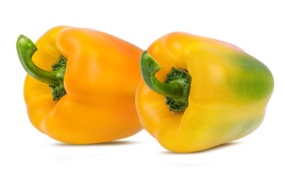 Fresh sweet yellow pepper bell isolated on white background with clipping path