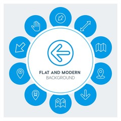 location, arrows, cursors Infographic Circle outline Icons Set. Contains such Icons as  business,  website,  elements,  background,  pattern,  banner,  slider and more. Fully Editable. Pixel Perfect