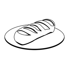 Fresh bread on dish vector illustration graphic design