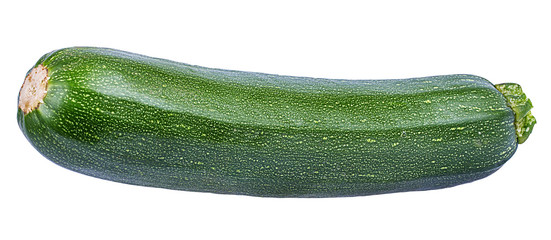 Fresh green zucchin with leaf and flower isolated on white background with clipping path