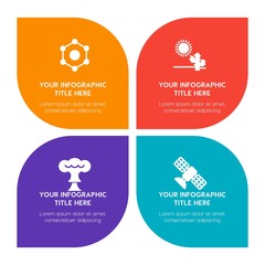 Flat science, sports, nature infographic timeline template with floral shape for presentations, advertising, annual reports