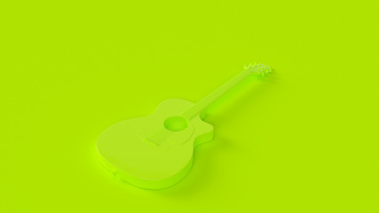 Bright Green Acoustic Electric Guitar 3D illustration 