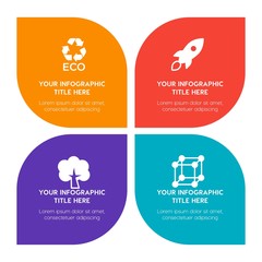 Flat science, sports, nature infographic timeline template with floral shape for presentations, advertising, annual reports