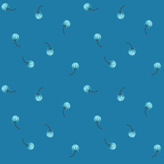 Illustrated seamless abstract background with berries on blue