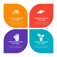 Flat science, sports, nature infographic timeline template with floral shape for presentations, advertising, annual reports