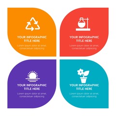 Flat science, sports, nature infographic timeline template with floral shape for presentations, advertising, annual reports