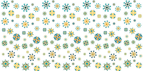 Beautiful vector background, for greeting card, packing paper, banner, business card, celebration or decoration for the Ramadan holiday. Geometric abstract ornament in the form of flowers, month, star