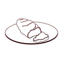 Fresh bread on dish vector illustration graphic design