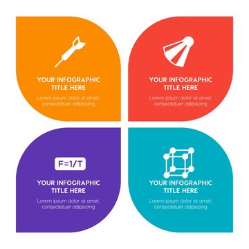 Flat science, sports, nature infographic timeline template with floral shape for presentations, advertising, annual reports