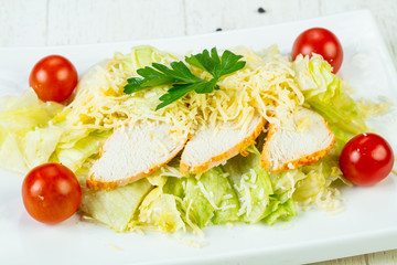 Fototapeta na wymiar Caesar salad with chicken