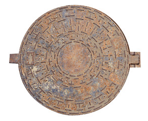 sewer cover on white background