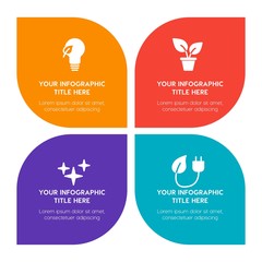 Flat science, sports, nature infographic timeline template with floral shape for presentations, advertising, annual reports