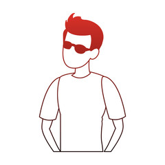 Young man cartoon with casual clothes vector illustration graphic design