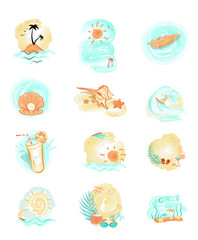 Set of Summer Logo Icons. Summer Time
