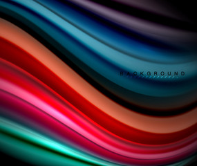 Fluid wavy multicolored lines on black