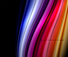 Fluid wavy multicolored lines on black