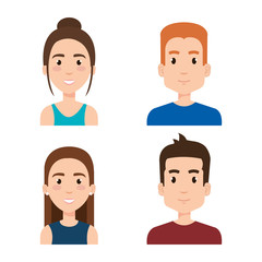group of young people avatars vector illustration design
