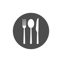 Cultery icon, knife fork spoon sign. Flat design, vector illustration.