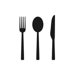Cultery icon, knife fork spoon sign. Flat design, vector illustration.