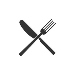 Cultery icon, knife fork spoon sign. Flat design, vector illustration.