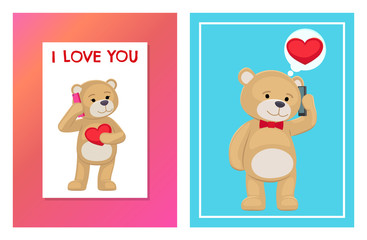 I Love You and Me Teddy Bears Vector