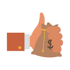 Hand with money bag vector illustration graphic design