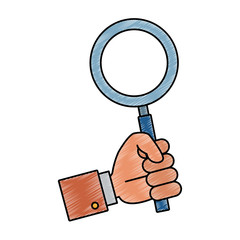 Hand with magnifying glass vector illustration graphic design