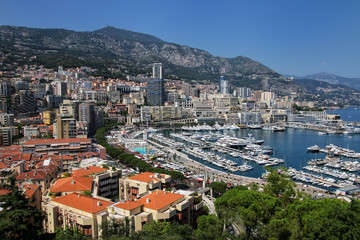 Fototapeta premium View of La Condamine ward and Port Hercules in Monaco