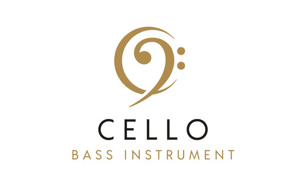 Initial Letter C Cello Bass Clef Music Instrument Logo Design Inspiration