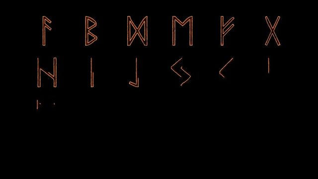 Viking Rune Alphabet Lighting Up in Alpha Channel