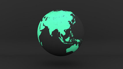 globe earth Asia Australia grey green