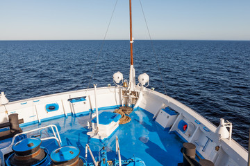 View from a tourist ship on the horizon and the water surface...