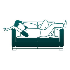 Man sleeping in sofa vector illustration graphic design