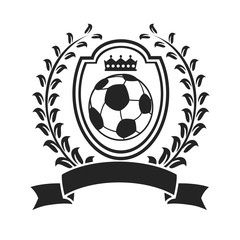 soccer with shield wreath banner logo