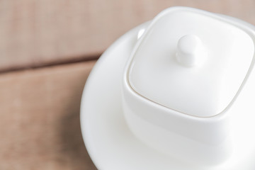 White dishes for serving with coffee or tea